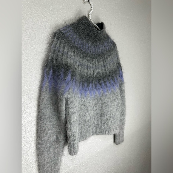 Banana Republic Womens Fair Isle Gray Mutli Alpaca Soft Funnel XS-S - Picture 5 of 12